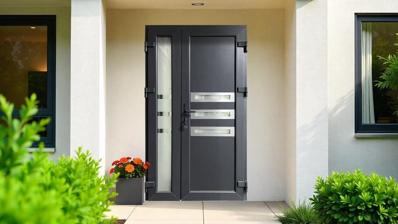 La porta d'ingresso con pannelli HPL